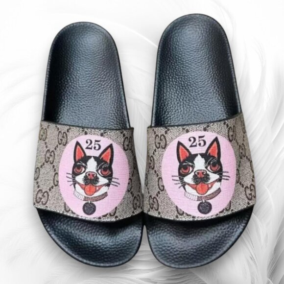 Women’s Leather Flip Flops with Print – Size 8 Beach Sandals - Picture 1 of 5